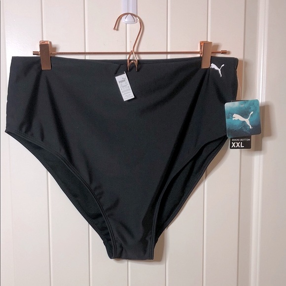 Puma Black High-Waist Swim Bottoms - Picture 1 of 2